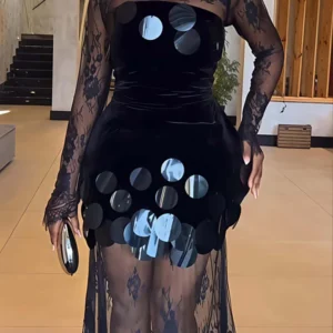 🎁arrived before christmas🎁✨get 2pcs 19.99＄✨elegant sequined lace party two pieces dress