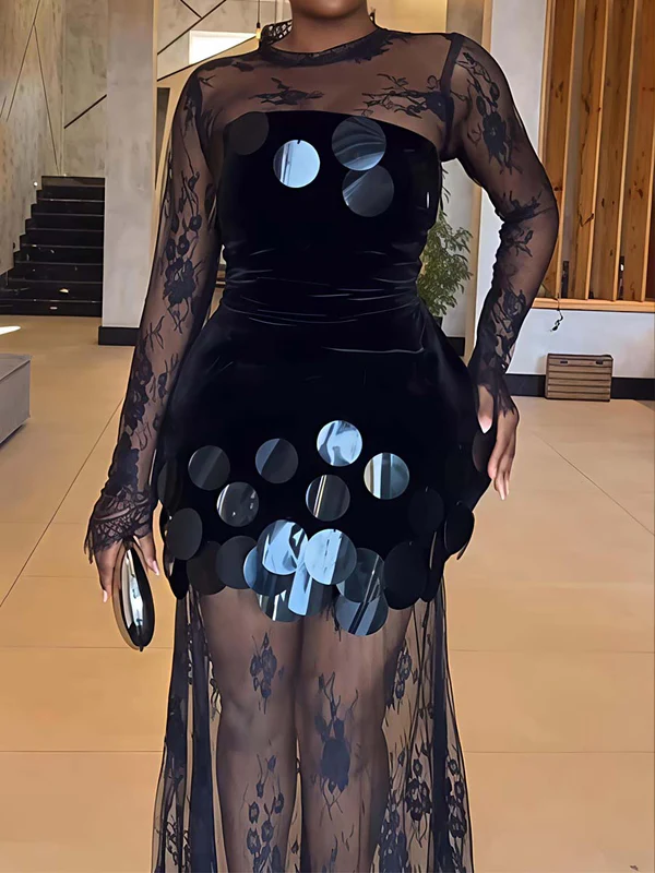 🎁arrived before christmas🎁✨get 2pcs 19.99＄✨elegant sequined lace party two pieces dress