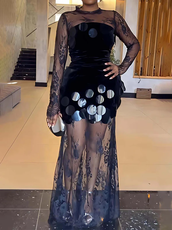 ✨GET 2pcs 19.99$✨Elegant Sequined Lace Party Two Pieces Dress 🎁arrived before christmas🎁✨get 2pcs 19.99$✨elegant sequined lace party two pieces dress